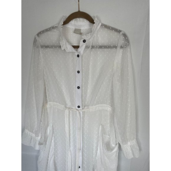 Malia Mills Carol Robe Sheer Maxi Coverup Dress M White - Picture 4 of 14
